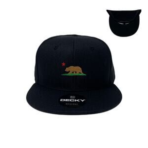 California Republic Bear Snapback Hat All Black